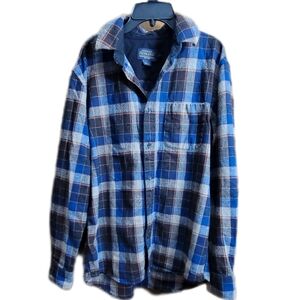 PENDELTON mens long sleeve button down plaid shirt flannel blue size medium